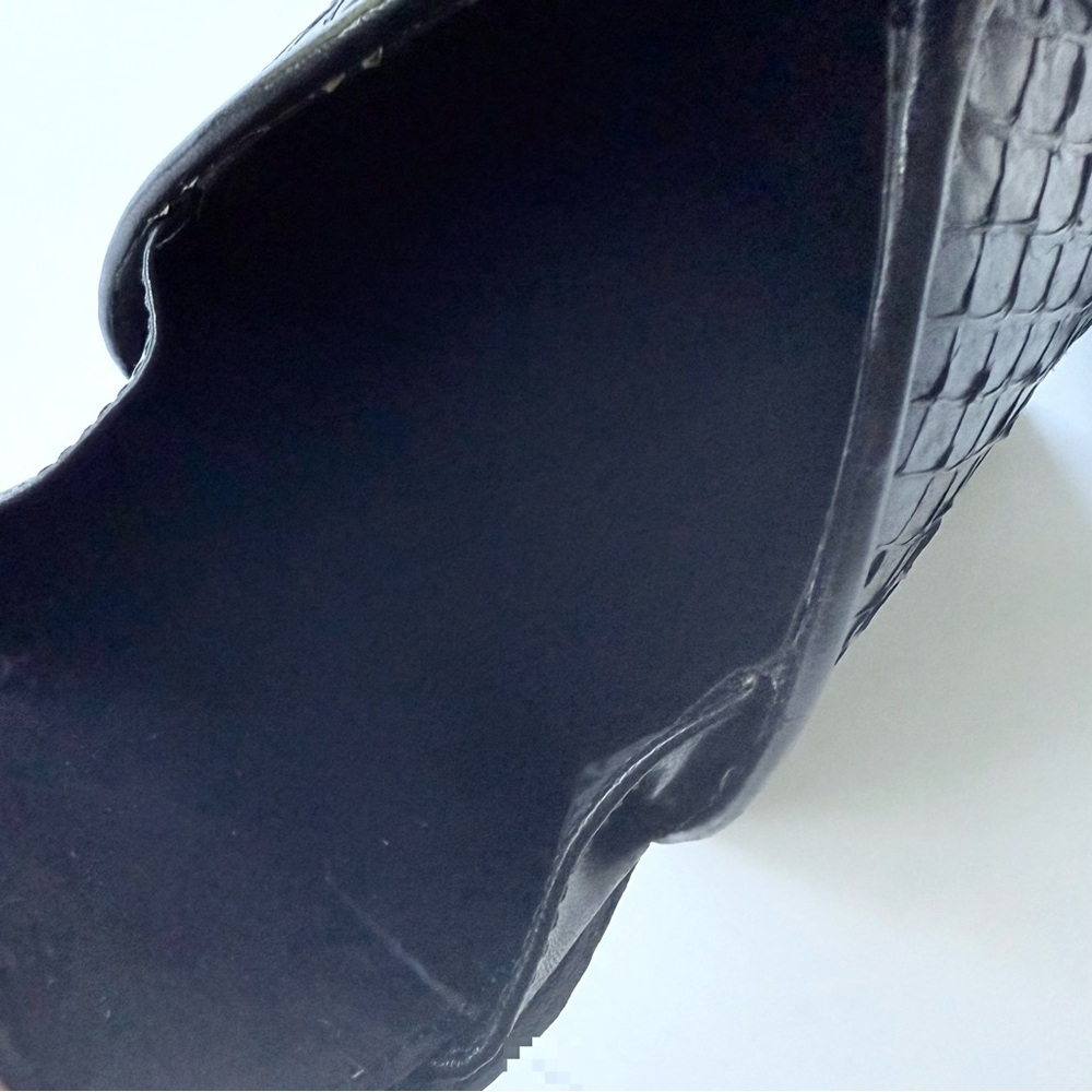 Vintage Sculptural Black Pyramid Exotic Fish Leather Box Handbag / Swing Clutch - Picture 10 of 14
